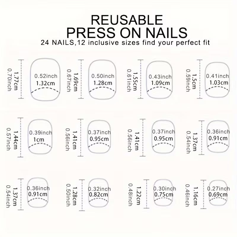 96pcs Red Solid Colour Short Square Press-On Nails, Glossy Artificial False Nails with Adhesive Tape and Nail File
