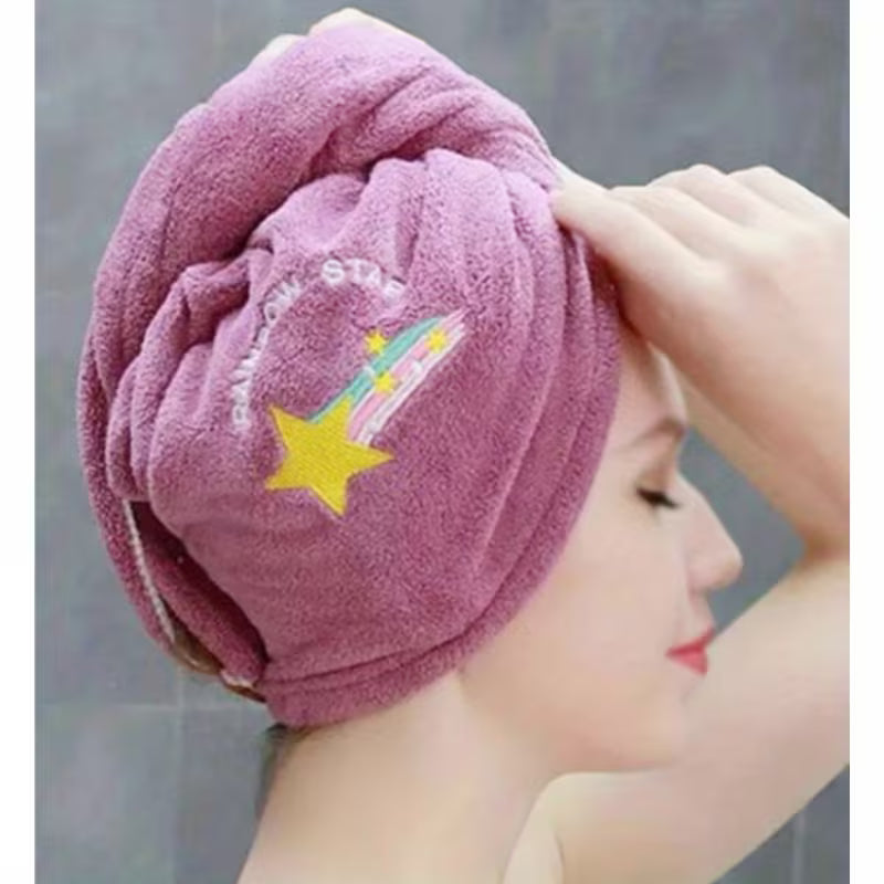 1pc Microfiber Hair Towel Wrap, Quick-Dry Hair Drying Turban Cap for Women, Super Absorbent Geometric Pattern with Space-Themed Embroidery, 260 GSM