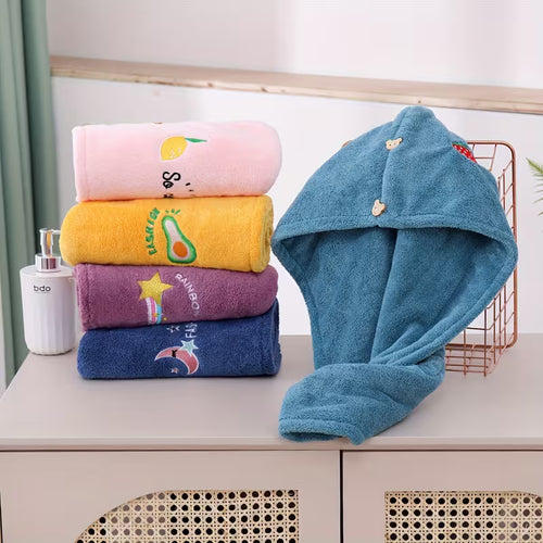1pc Microfiber Hair Towel Wrap, Quick-Dry Hair Drying Turban Cap for Women, Super Absorbent Geometric Pattern with Space-Themed Embroidery, 260 GSM