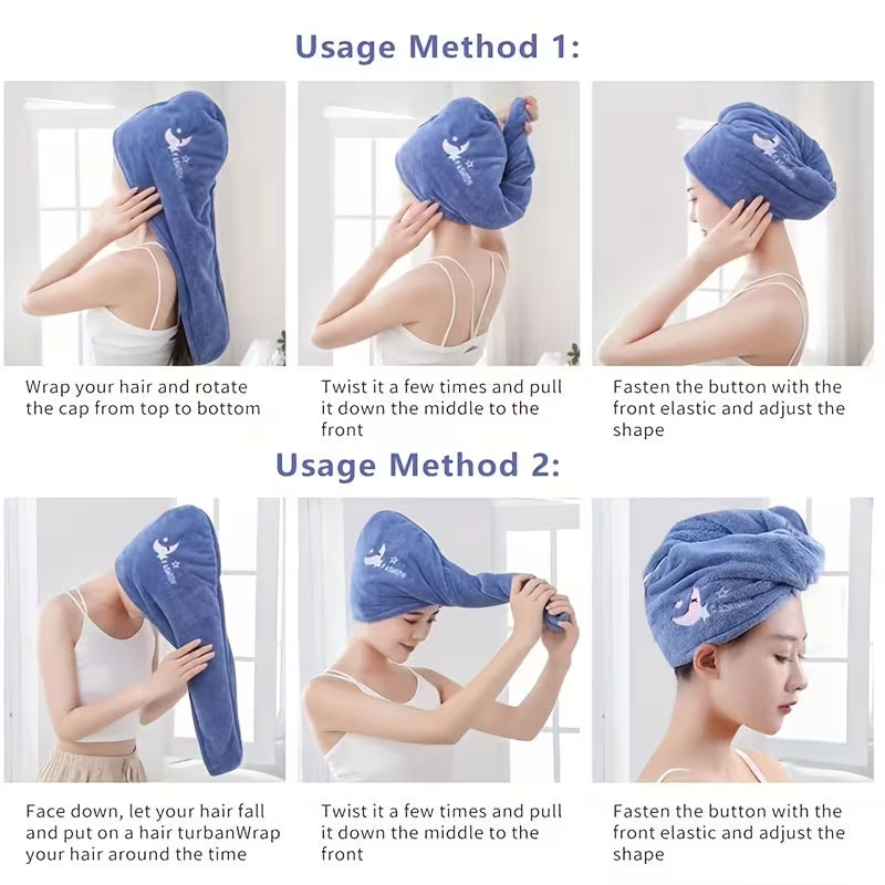 1pc Microfiber Hair Towel Wrap, Quick-Dry Hair Drying Turban Cap for Women, Super Absorbent Geometric Pattern with Space-Themed Embroidery, 260 GSM