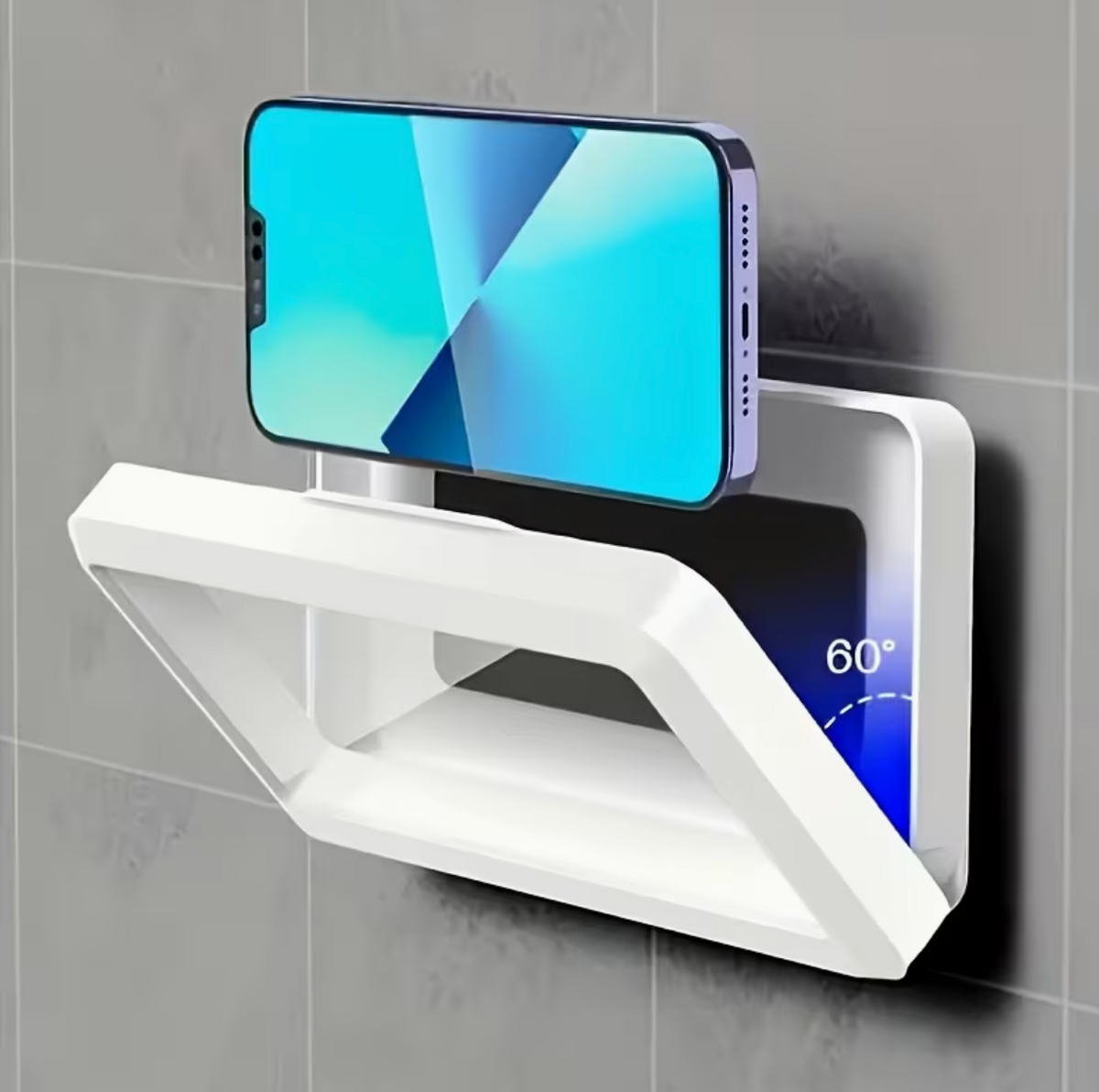 360° Rotating ABS Shower Phone Holder – Transparent Bathroom Accessory | Compatible with Plastic Shower Curtains, All-Season Use