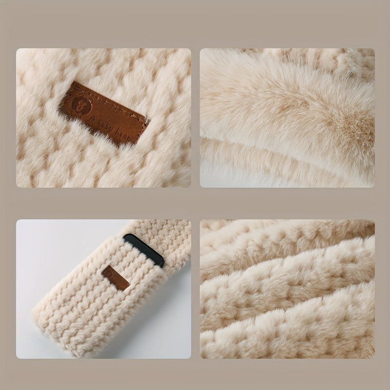 Women's Winter Plush Hat Scarf Gloves Set