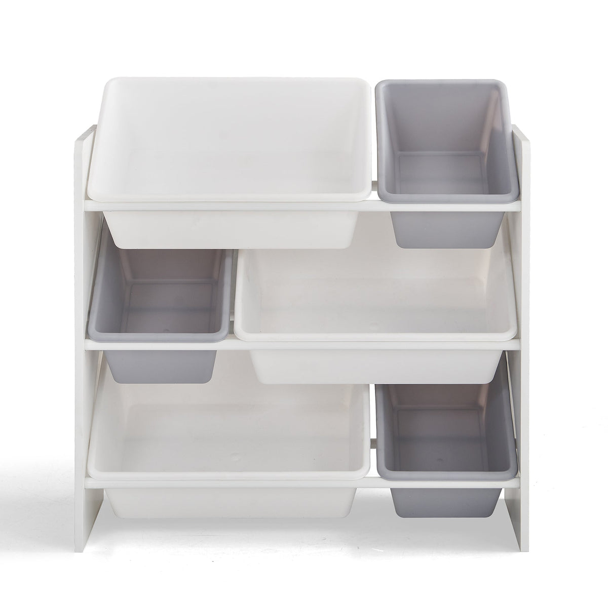 Kids Toy Storage Shelf with 3 Shelves & 6 Storage Boxes - White