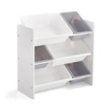 Kids Toy Storage Shelf with 3 Shelves & 6 Storage Boxes - White