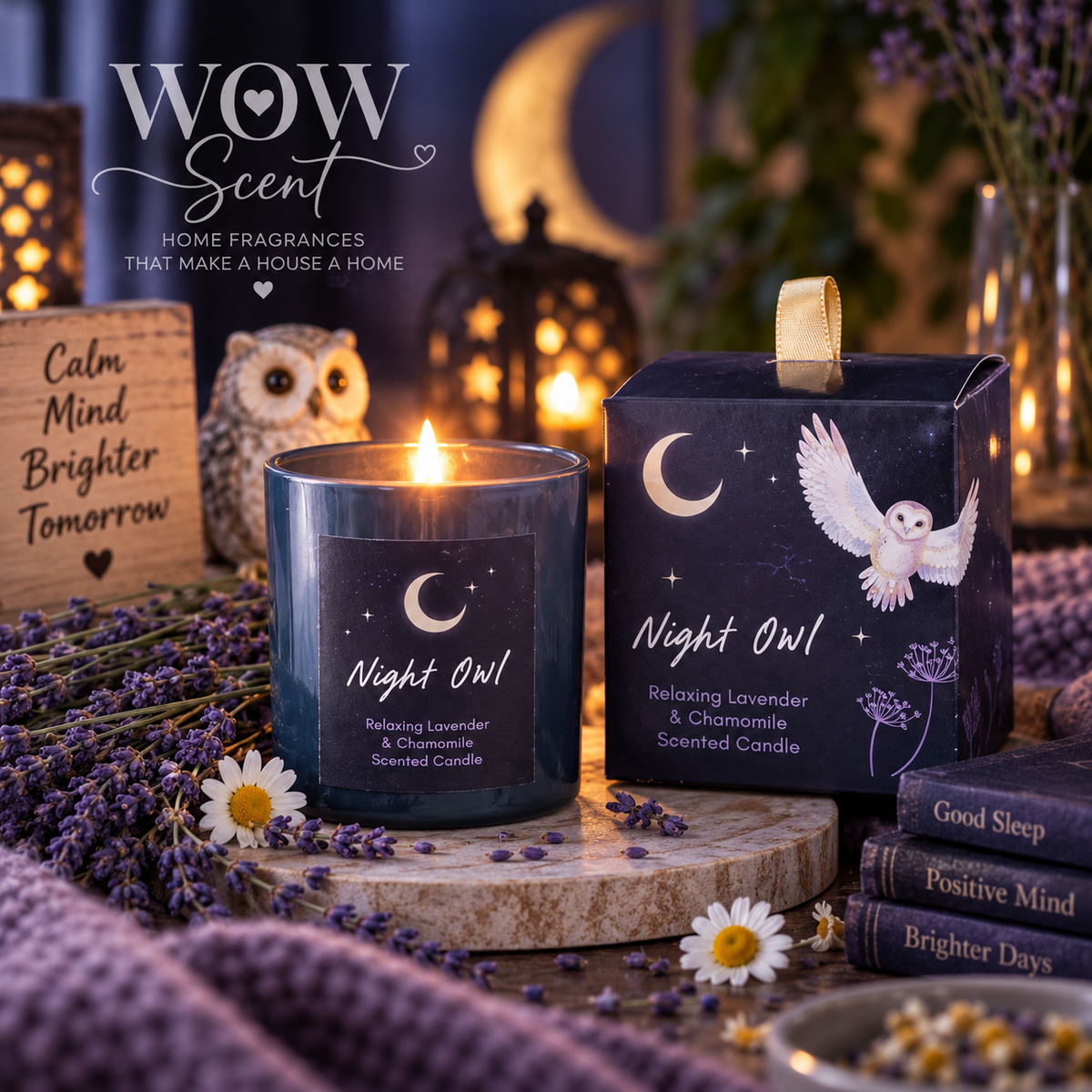 Night Owl Lavender & Chamomile Candle | Mood Collection | WOWscent