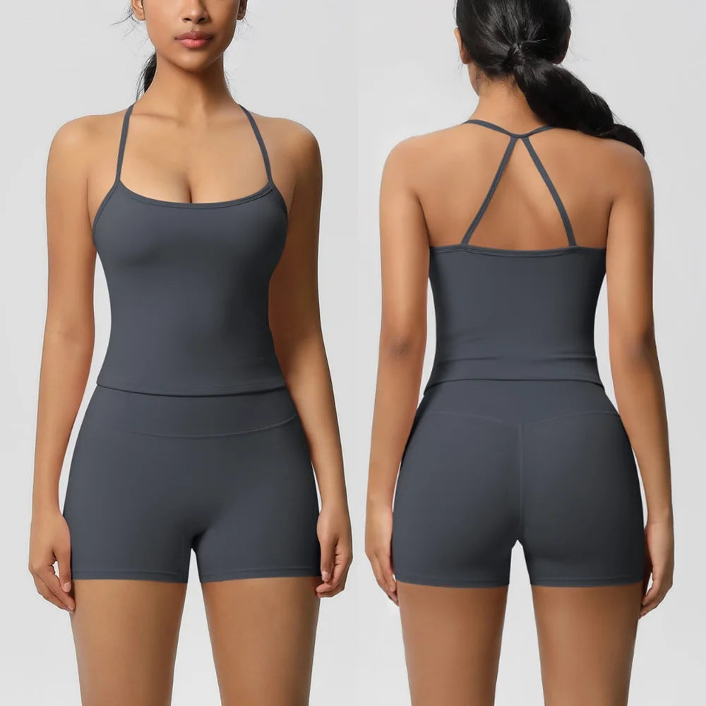 Women's Sports Bra and Shorts Workout Set