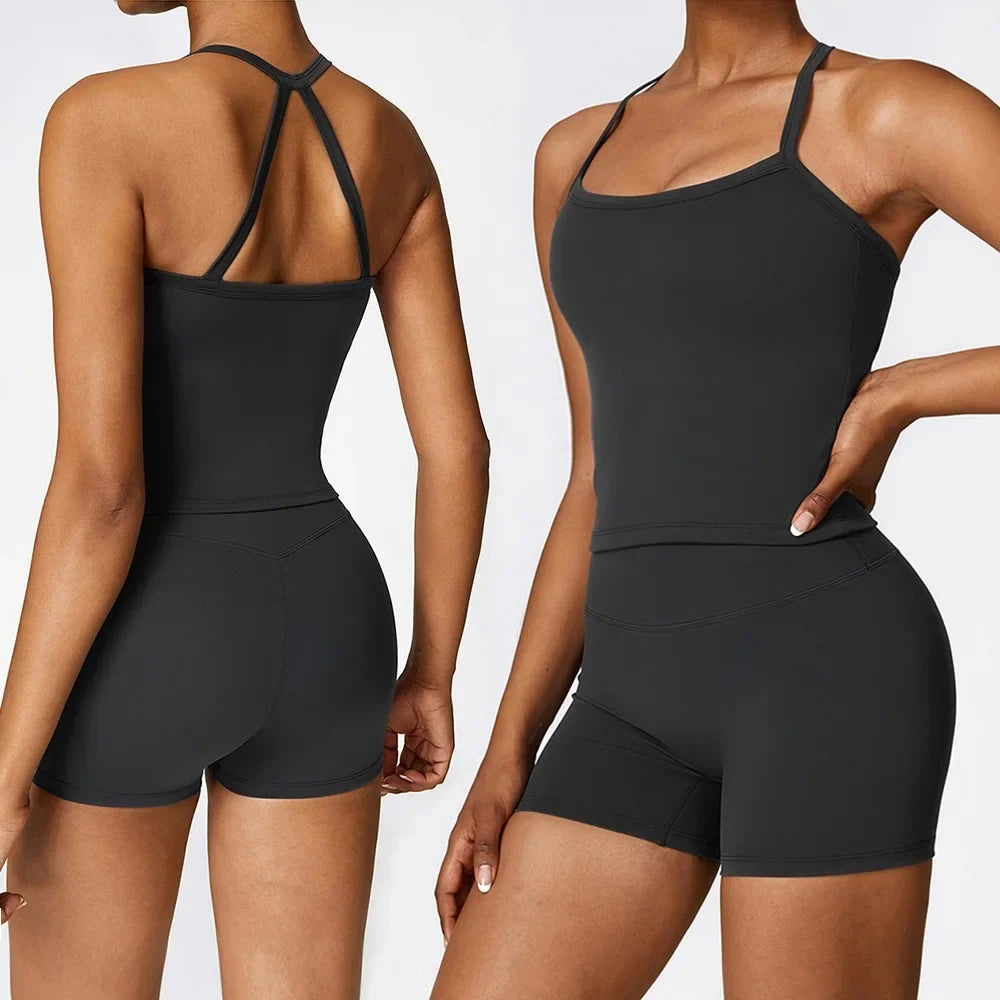 Women's Sports Bra and Shorts Workout Set
