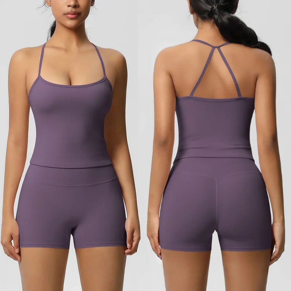Women's Sports Bra and Shorts Workout Set