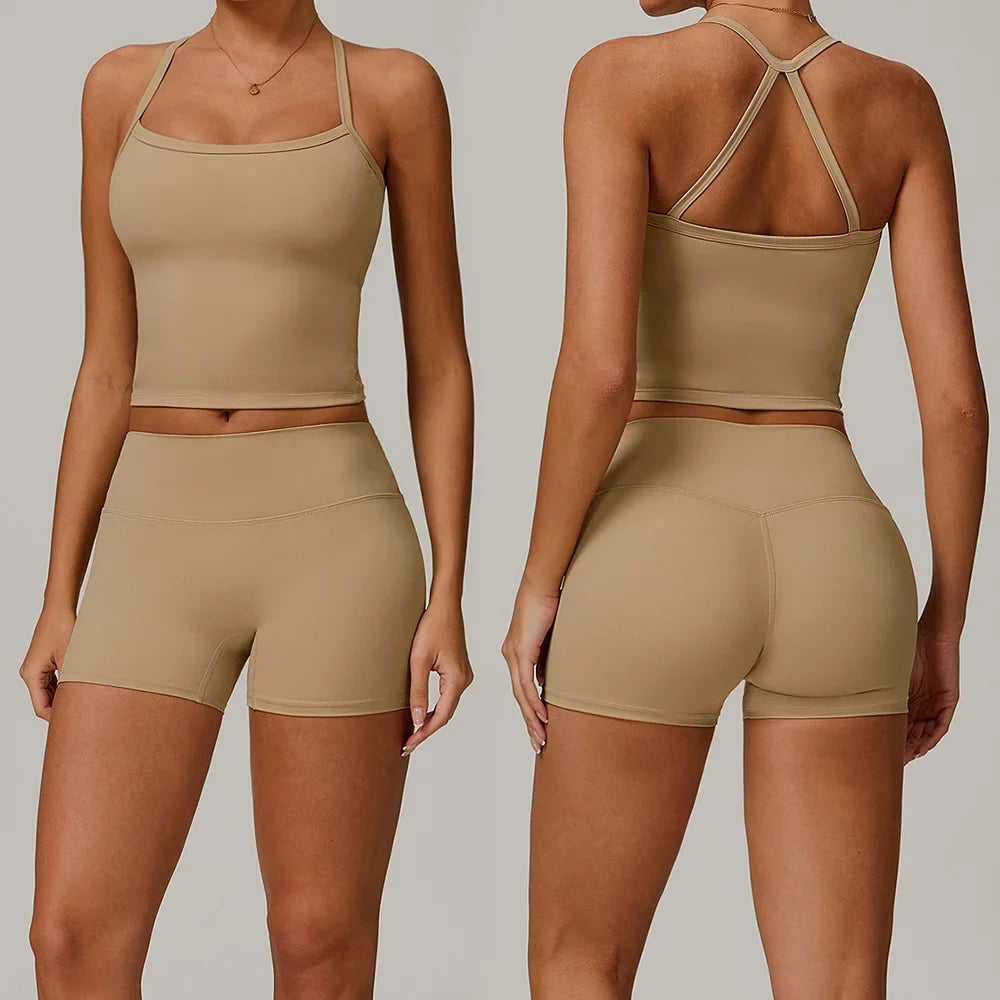 Women's Sports Bra and Shorts Workout Set