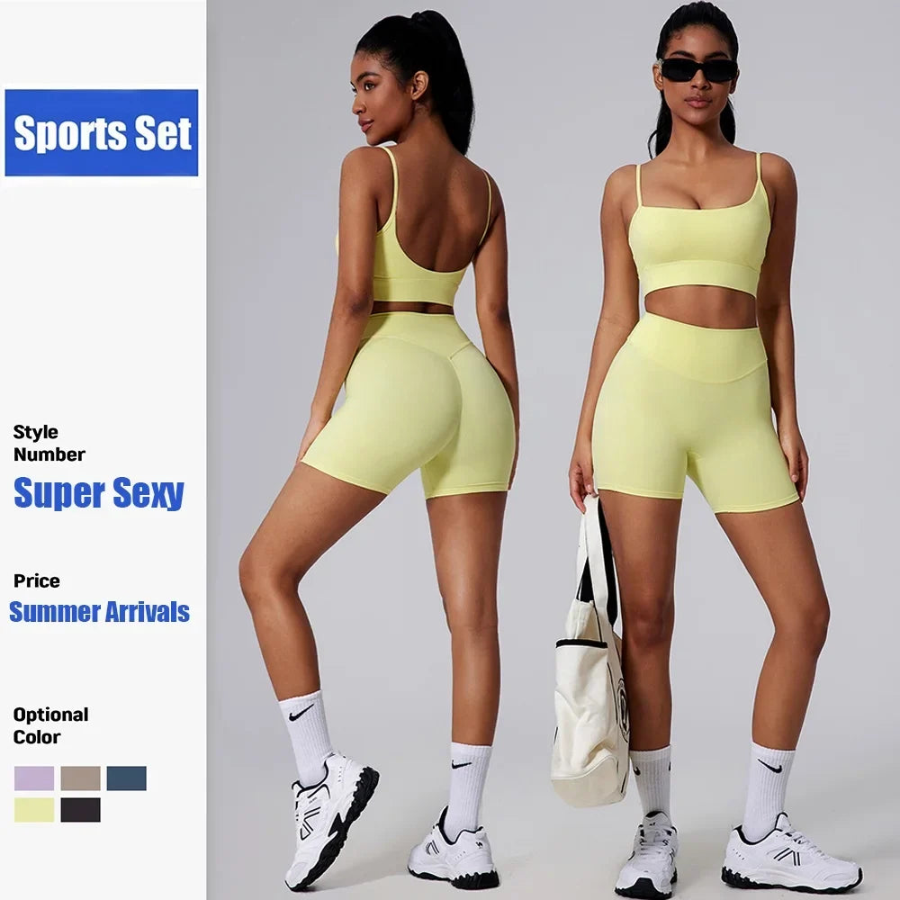 Women's Sports Bra and Shorts Workout Set