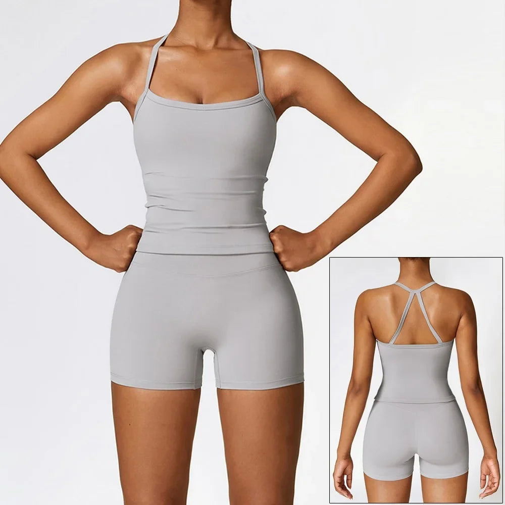 Women's Sports Bra and Shorts Workout Set