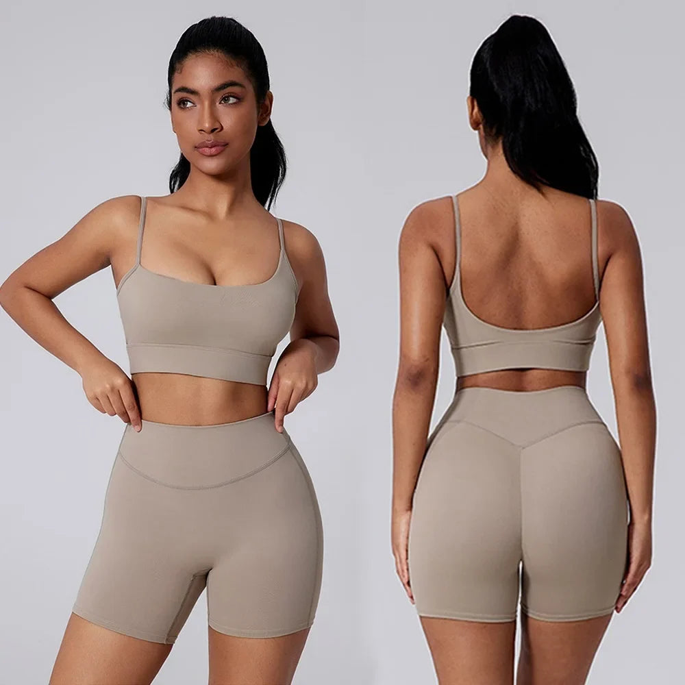 Women's Sports Bra and Shorts Workout Set