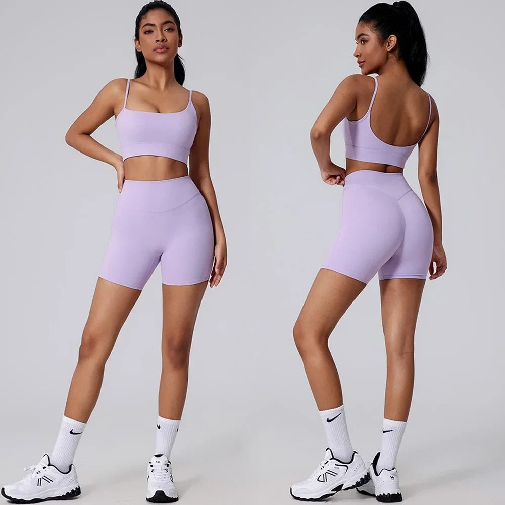 Women's Sports Bra and Shorts Workout Set