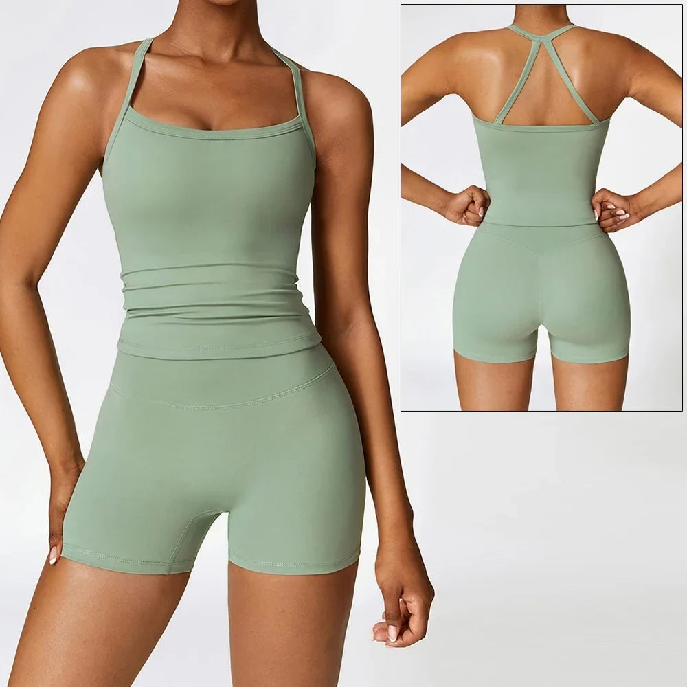 Women's Sports Bra and Shorts Workout Set