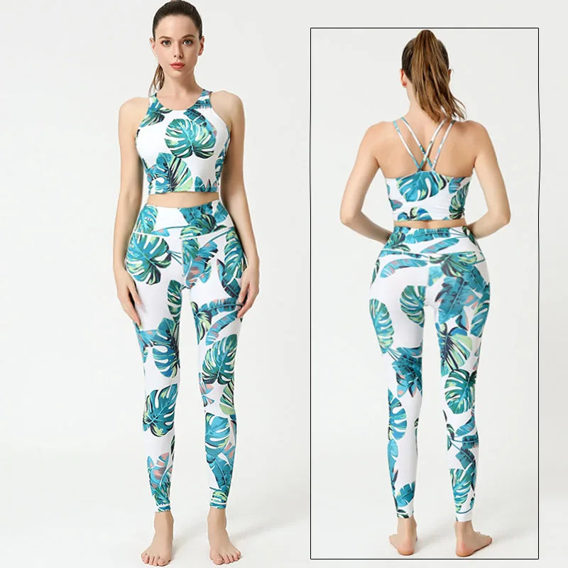 Women's Camouflage Sports Bra and Leggings Workout Set