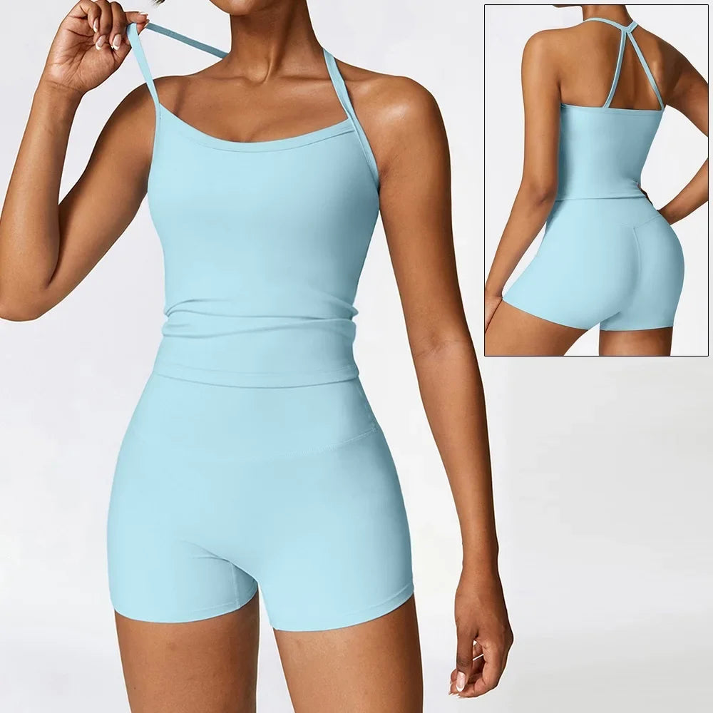 Women's Sports Bra and Shorts Workout Set