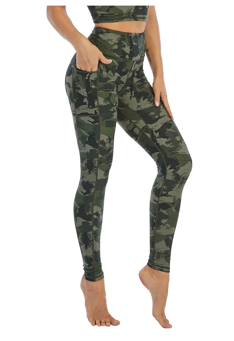 Women's Camouflage Sports Bra and Leggings Workout Set
