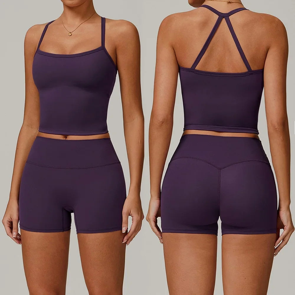Women's Sports Bra and Shorts Workout Set