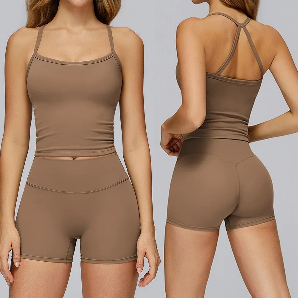 Women's Sports Bra and Shorts Workout Set