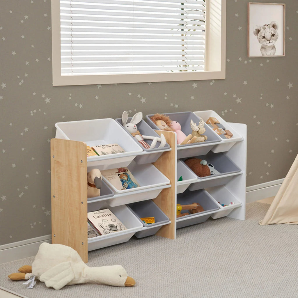 Kids Toy Storage Shelf with 3 Shelves & 6 Storage Boxes - White