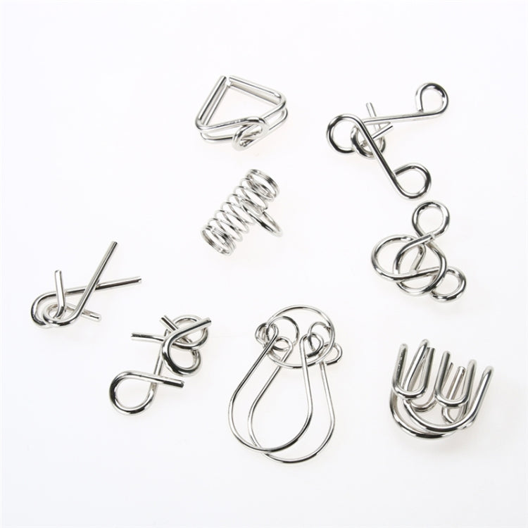 8 PCS / Set Metal Puzzle Toy Intelligence Buckle for Kids Education Developmental  Toys