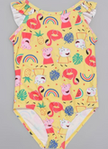 Official Peppa Pig Girls Swimsuit Kids Yellow Suzy Sheep Ruffle Swimming Costume
