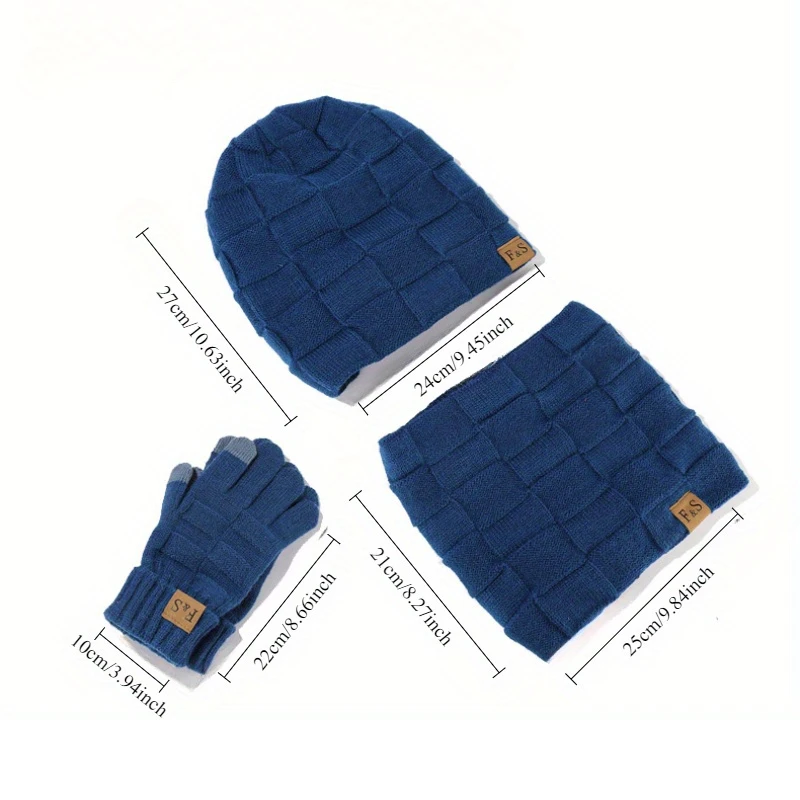Winter Cashmere Hat Scarf Gloves Set