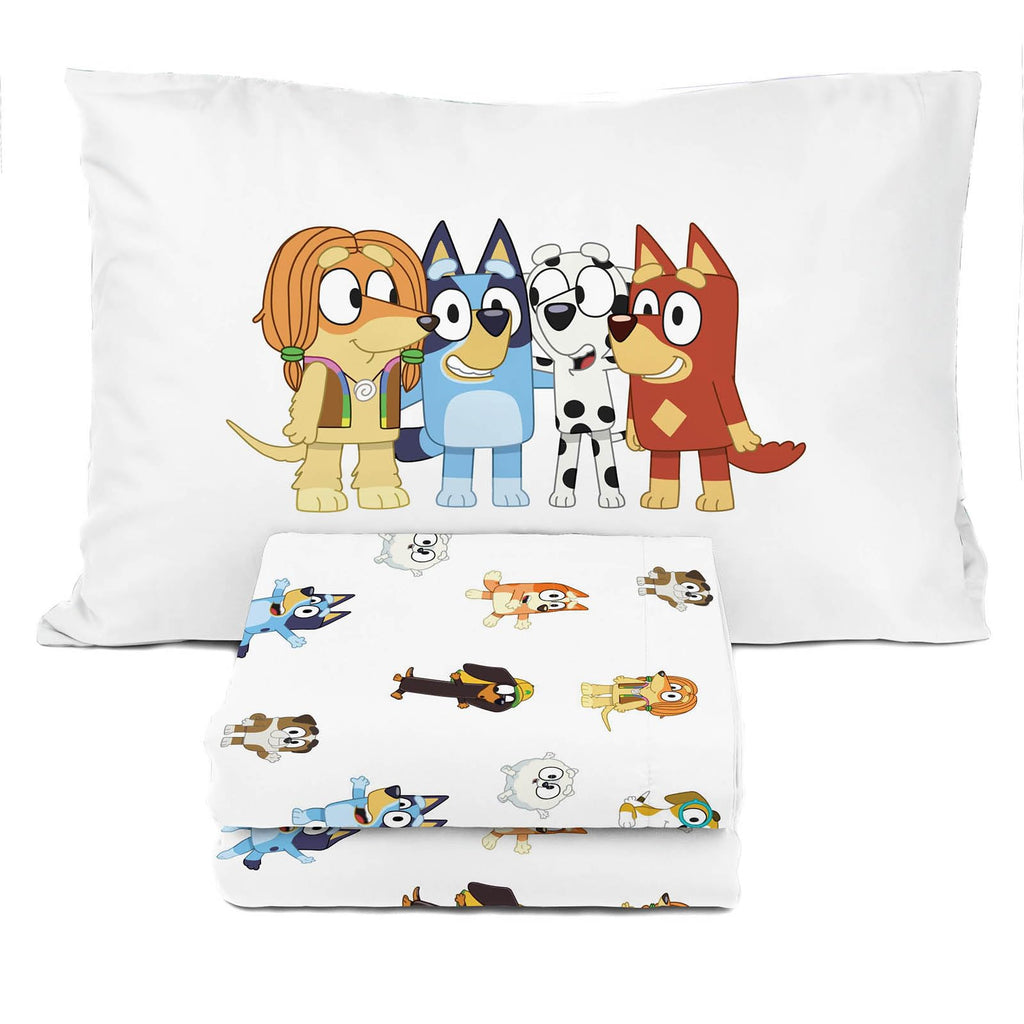 Bluey & Friends Toddler Sheet Set – 3-Piece Microfiber Bedding | Sunny Side Up